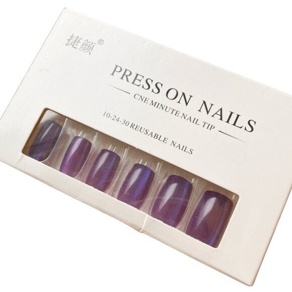 Deep Plum CAT EYE Press-On Nails - Square Tip